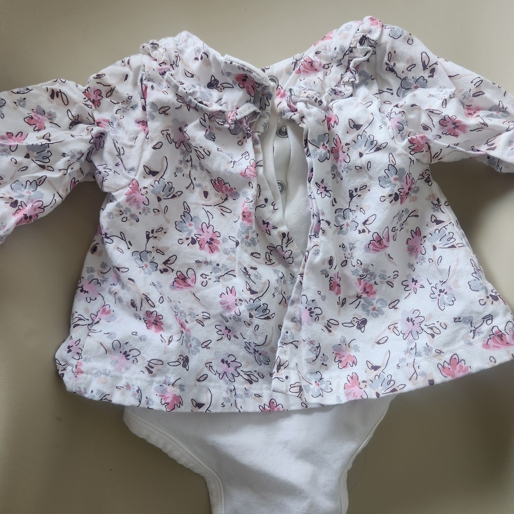 Absorba White Baby Bodysuit with Floral Accents